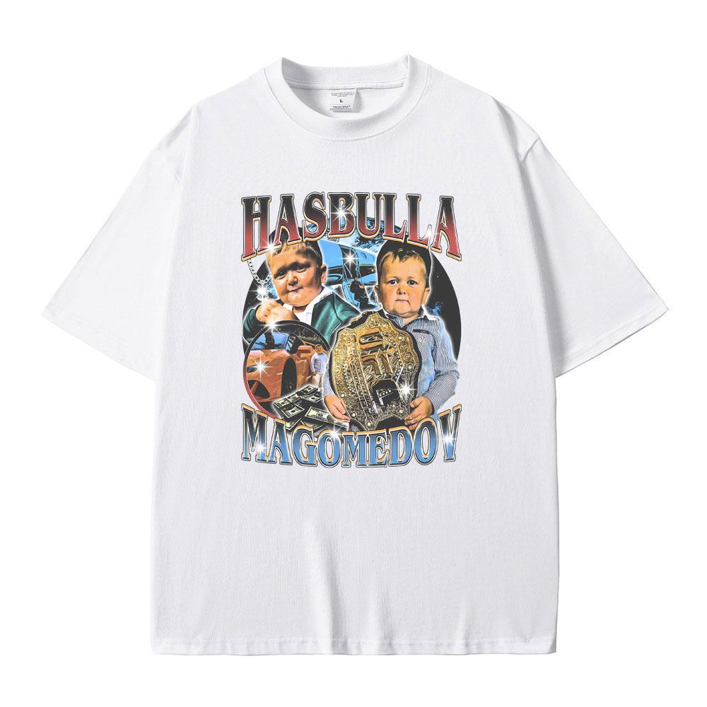 Hasbulla Magomedov Funny Meme T-shirt Men's Vintage Oversized Tshirt Men Women Casual 100% Cotton T Shirt Short Sleeve Fan Gift