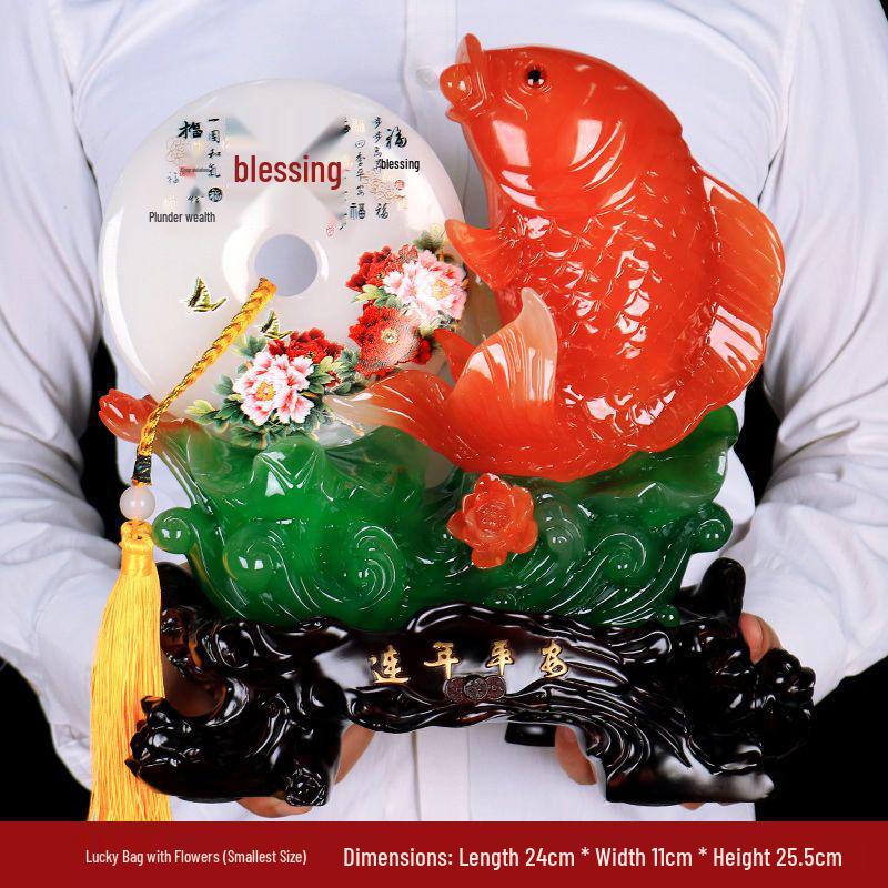 Yearly Abundance Fish Ornament: Home Decor for Living Room, Wine Cabinet, TV Stand - Perfect Housewarming Gift