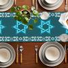 Hanukkah Menorah Linen Table Runner Holiday Party Decor Israel Star of David Table Runners Washable Kitchen Dining Table Decor
