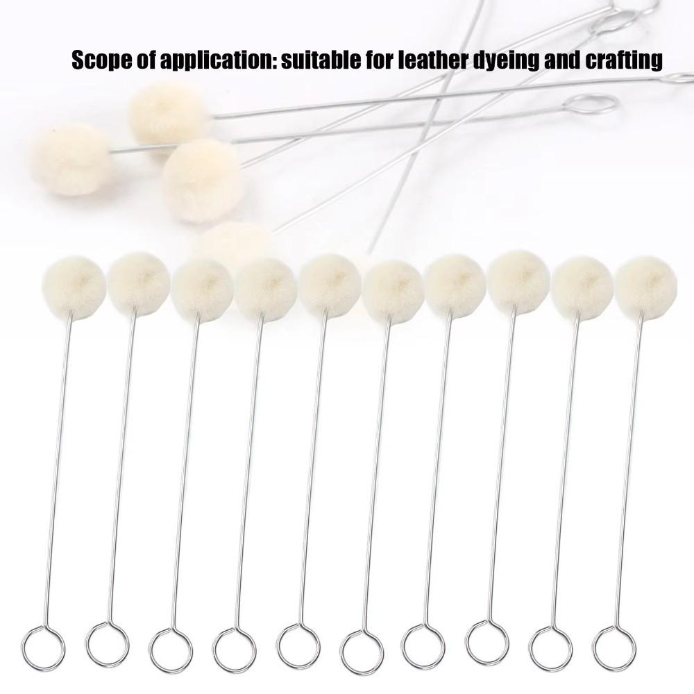 Metal Handle Leather Dauber Tool Dyeing Sponge Painting Brush New Wool Ball Brush  DIY Leather Tool