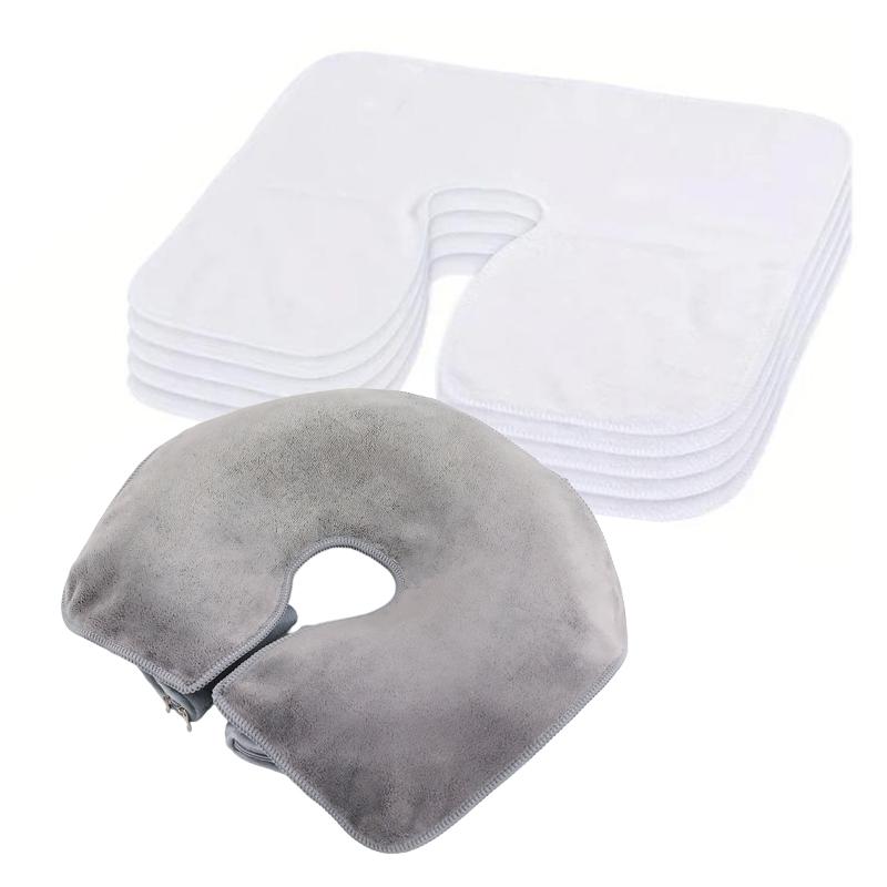 Microfiber Head Pad Towels U-Shaped Facial Pillow Covers Thickened Headrest Cushion Facial Care Beauty Spa Massage Supplies