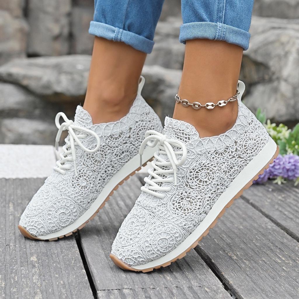 2025 Spring New Solid Color Mesh Sports and Leisure Women's Shoes Round Headed Straw Shoes Fisherman Lace Canvas