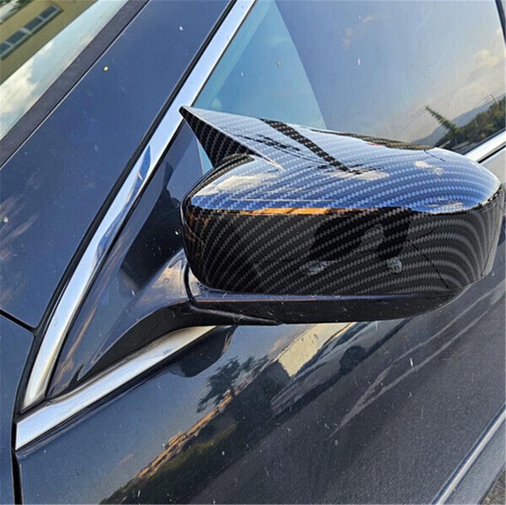 Pair Carbon Fiber Black Rearview Mirror Cover Cap For Honda Accord 7th 2003-2007