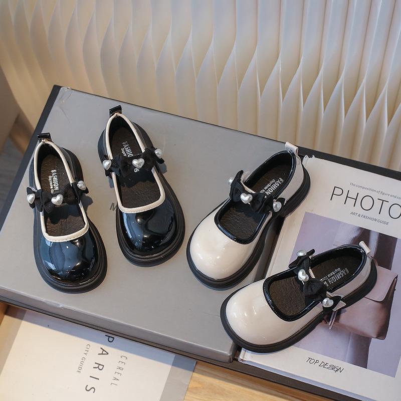 Girls Princess Shoes British Style Leather Shoes 2025 Spring and Autumn New Children's Performance Shoes Girls Bow Fashion Shoes