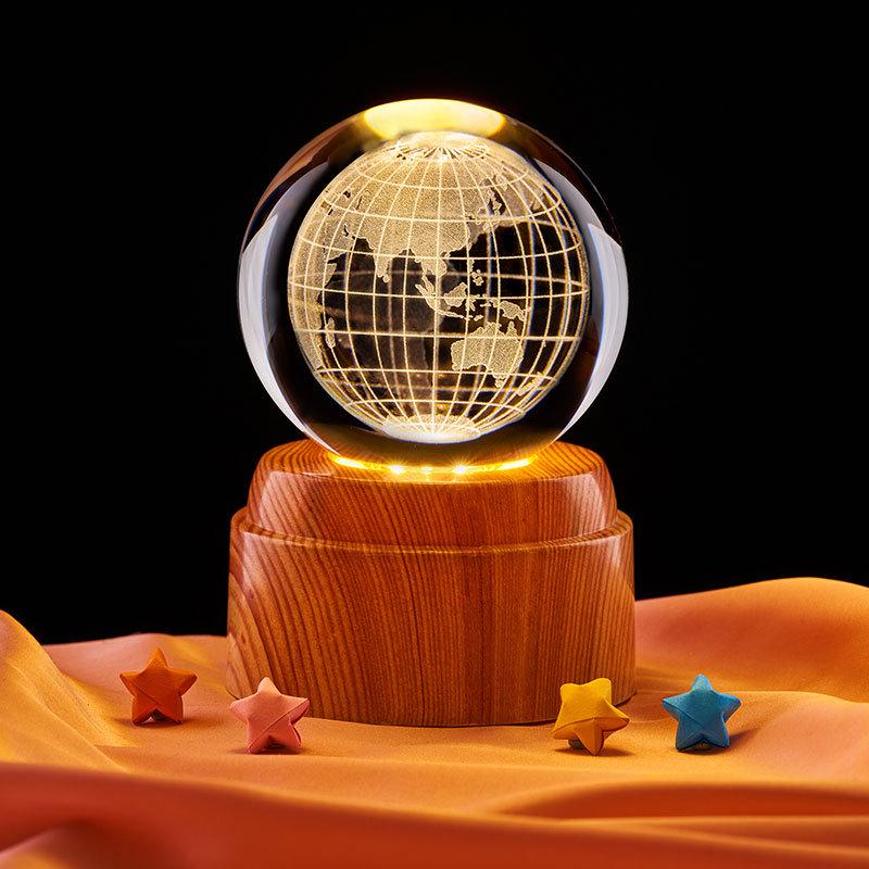 Starry Sky Solar System Crystal Night Light - Luminous Glass Ball Ornament for Kids' Birthdays