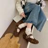 Soft sole comfortable one-word buckle with single shoes women's 2025 autumn new fashionable simple shallow mouth flat Mary Jane shoes