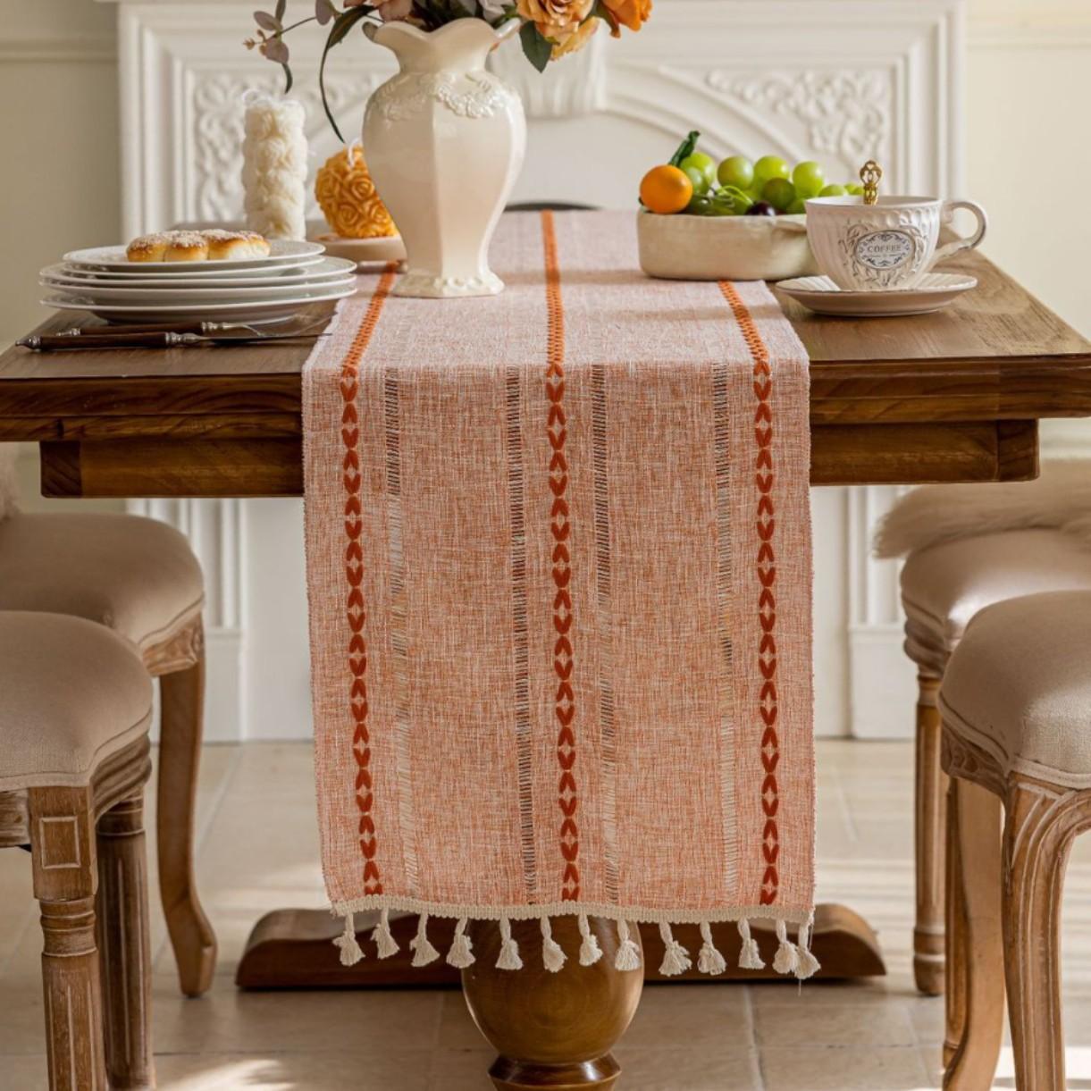 

Еманкіюн Настільник , Сучасний Мінімалістичний Колір Скатертина для Чайного Столу з Ажурними Китицями , Декор для Кавових Столиків One Size шафрановий