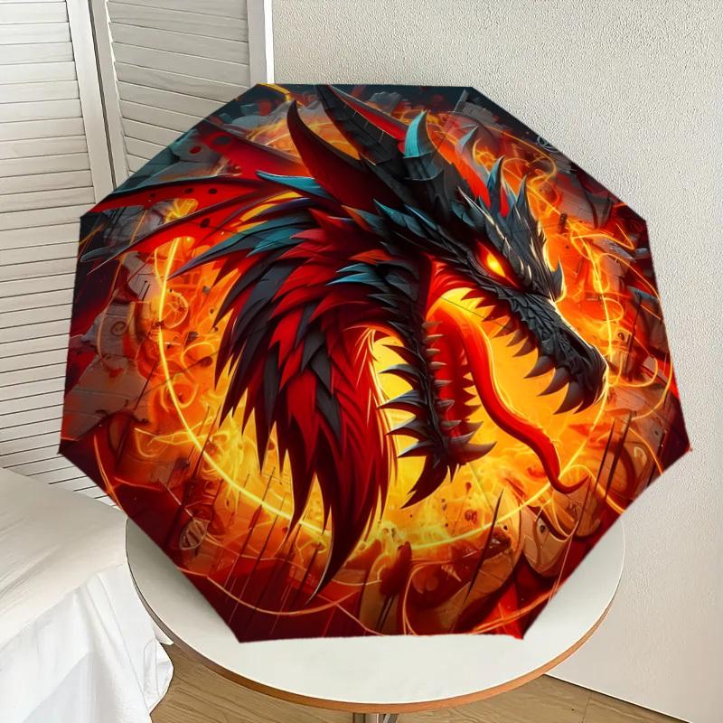 

1pc Fiery Dragon Emblem Umbrella with Plastic Handle,Suitable for All Seasons Home Travel Outdoor UmbrellaDD1347