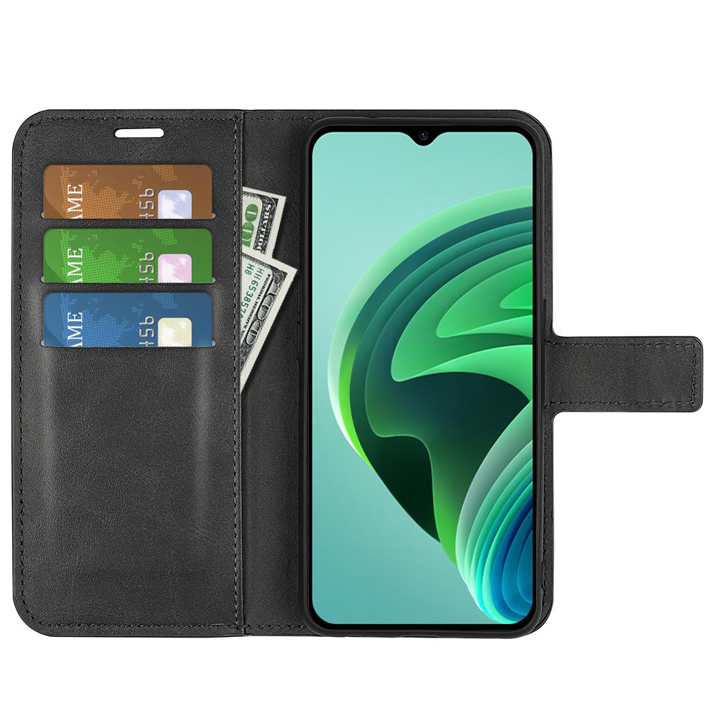 

For Xiaomi Redmi Note 11E 5G/Redmi 10 5G/Redmi 10 Prime+ 5G Textured PU Leather Cover Stand Feature Magnetic Closure Shockproof Flip Wallet Case Black