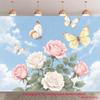 2D Blue Sky Rose Garden Background Cloth for Birthday & Bridal Events Photo Booth Prop