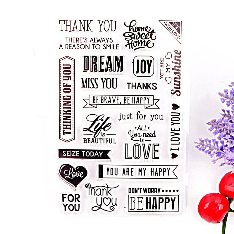 1PCS Clear Rubber Thank You Design Transparent Stamp DIY Scrapbooking Card Making Decoration Supplies