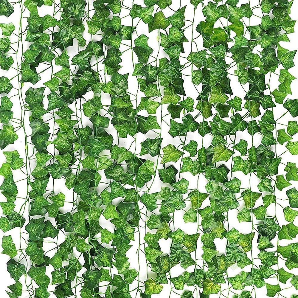 12PCS Plant Wall Artificial Plant Vine Green Hanging Garland Ivy Vine String Wedding Decoration