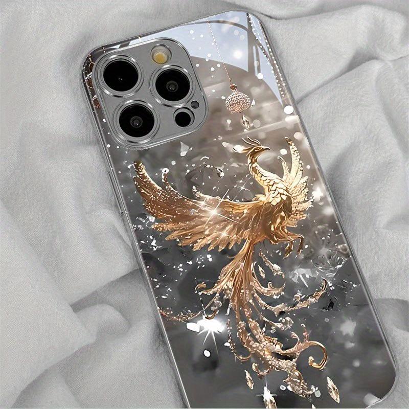 Golden Phoenix Crystal Glitter phone case for iphone 17 pro max cover Built-in glass for iPhone 17 16 15 14 13 12pm Pro Pl