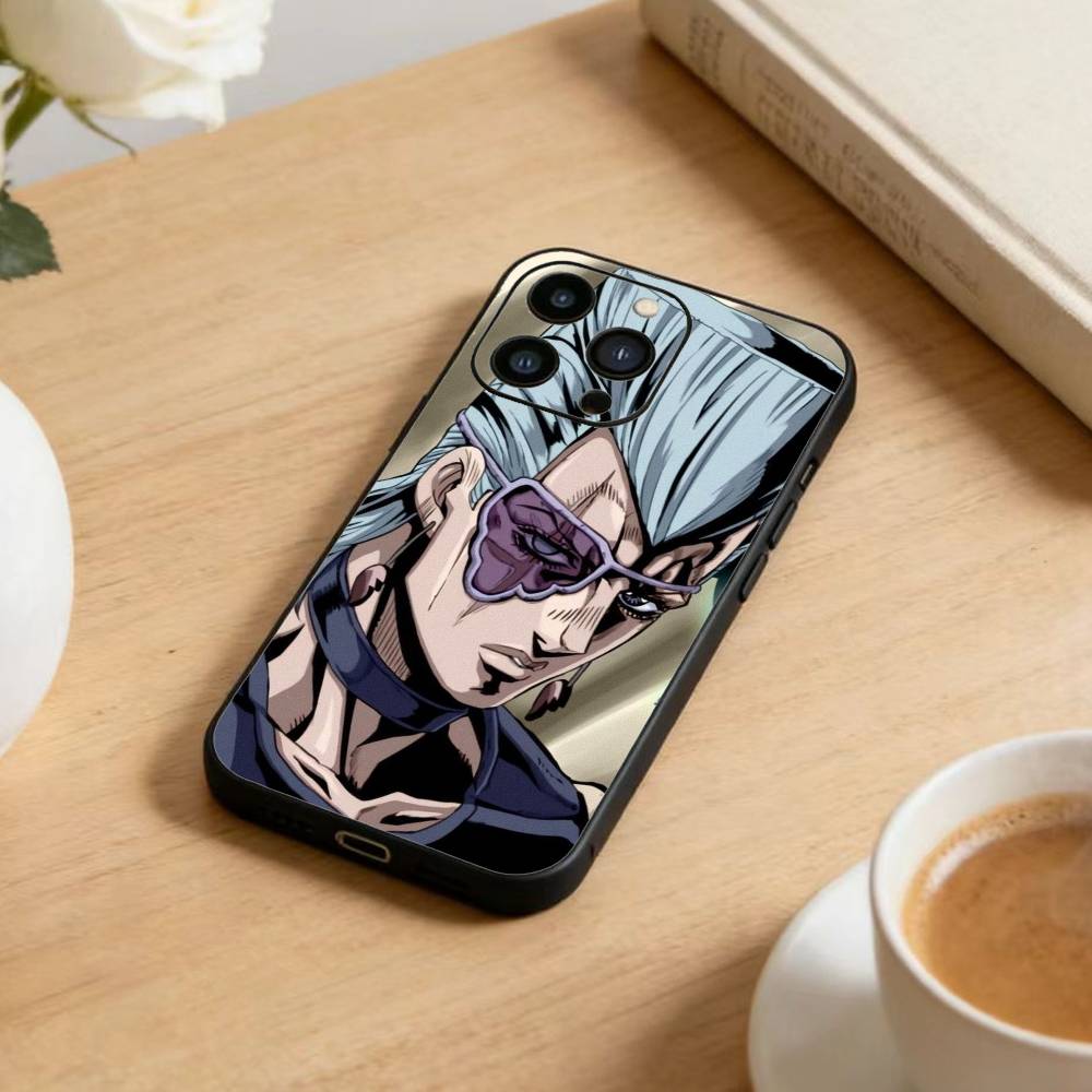 Anime Jojos Bizarres Adventures Phone Case For iPhone 16,15,14,13,12,17,Pro Max,Plus Silicone Black Case