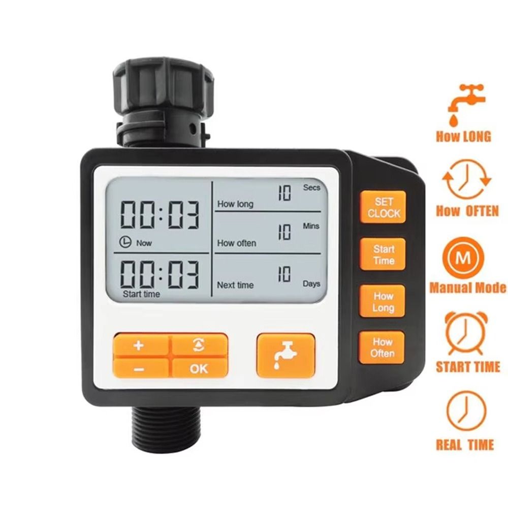 Programmable Sprinkler Timer LCD Screen Display Single-Outlet Water Timer with Rain Delay/Manual Soaker Hose Timer