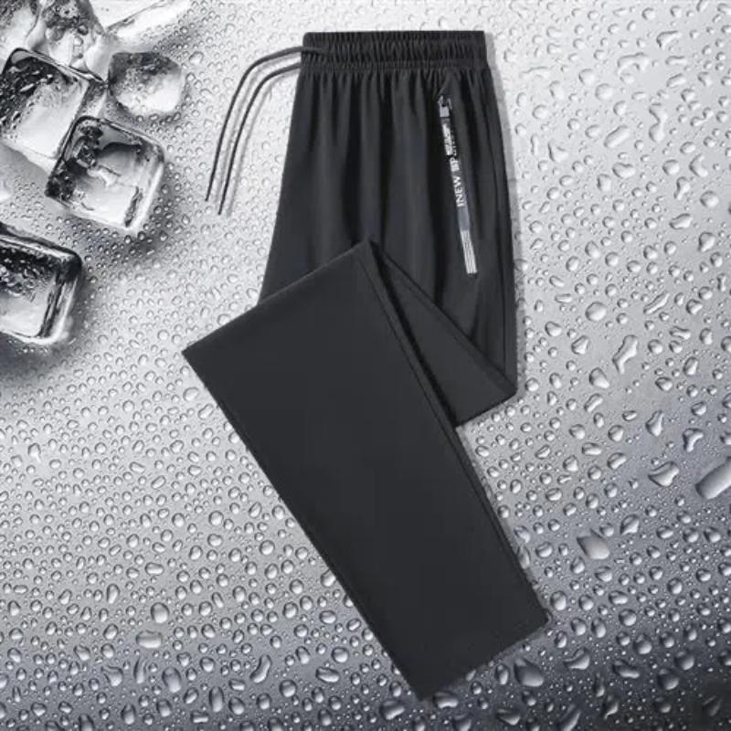 

New Men Summer Thin Ice Silk Stretch Large Size Young and Middle-aged Loose Leg Straight Pants Air Conditioned Nine Points L сірий