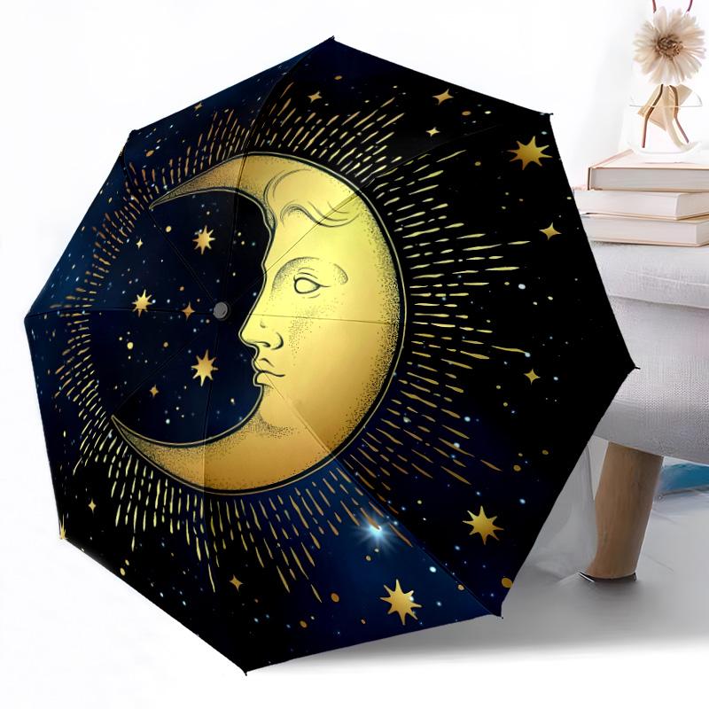 Astrological Horoscope Wheel Outdoor Automatic Umbrella Retractable Design with 8-Rib Durability Lightweight Perfect Gift for Friends Family