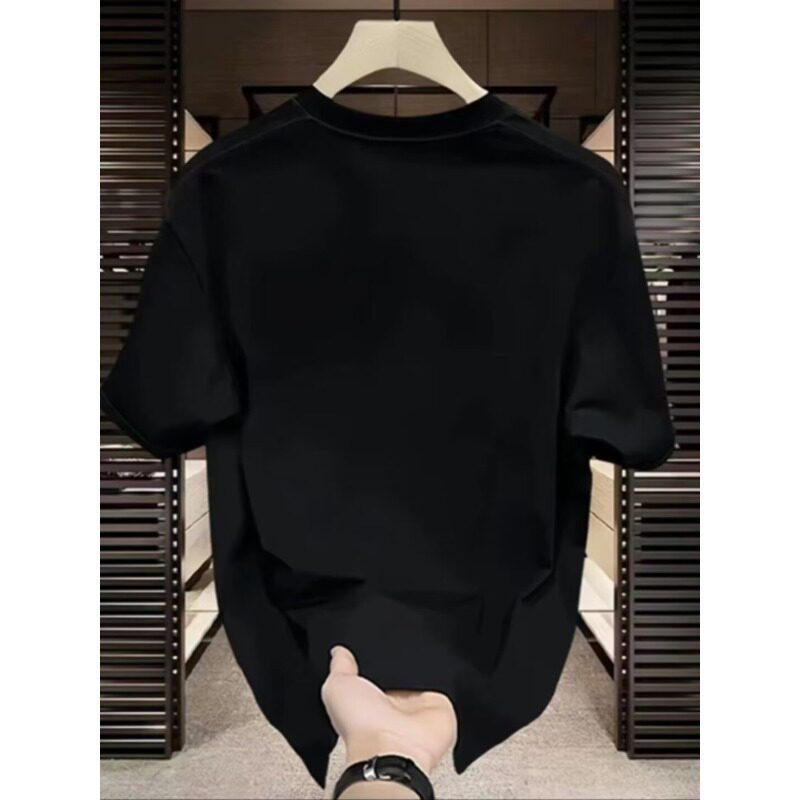 Outlet: Men's Summer Short-Sleeve Round Neck Sporty Casual T-Shirt with Slight Drop Shoulder