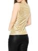 Allegra K Metallic Shiny Sleeveless Tank Size Perfect for Christmas Dance Costumes Women's Top, Gold, M,