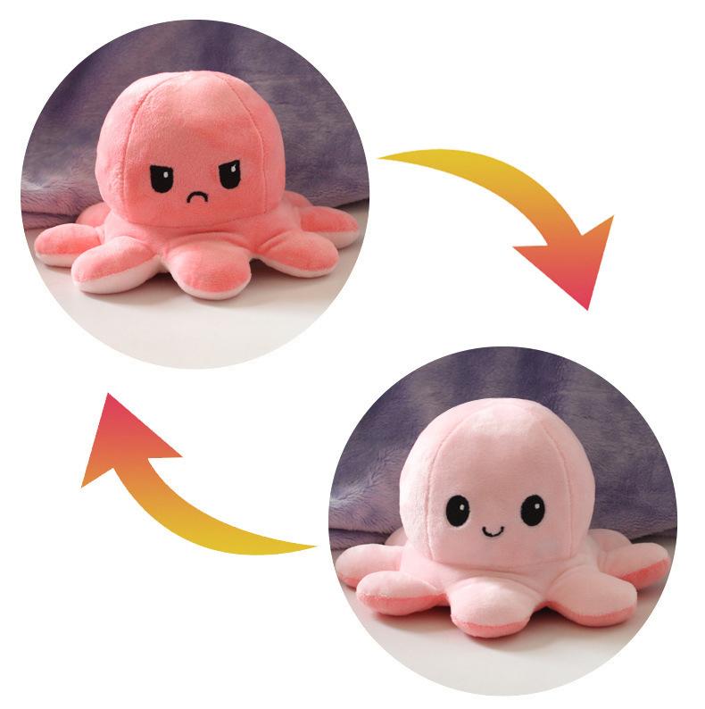 Mood Octopus Reversible Plush Toy Soft Stuffed Simulation Octopus Doll Cute Stuffed Toy Baby Gift P розовый
