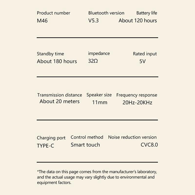 Wireless Long Battery Life Earbuds Simulated Log Bluetooth 5.3 Headset Touch Control Support Emergency Phone Charging