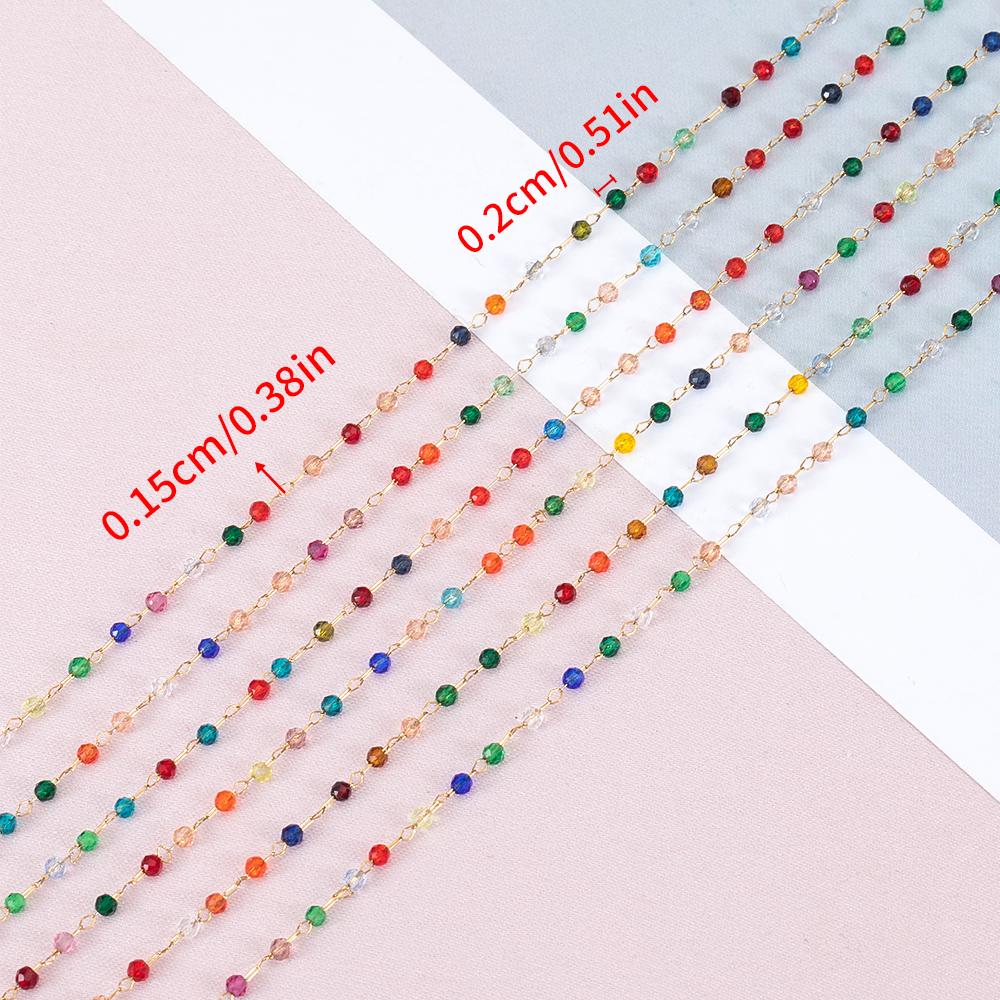 2Meters 1Meter Stainless Steel Thin Chain Colorful Crystal Beaded Chains for DIY Necklace Bracelet Cloth Chain Jewelry Findings