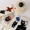 4 Pairs Women Fashion Versatile Mid Tube Socks Casual Comfortable Cute Cat Cartoon Mid Tube Socks