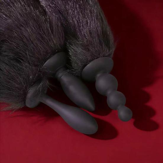 Plush Tail Anal Toy Prostate Stimulation Massager Dildo Silicone Anal Beads Butt Stopper Men Women Couples Adult Sex Toy