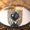 New Hollow Zircon Purple-black Pearl Ring For Women  Copper Fashion Jewelry Opening Ring Bridal Gift Women