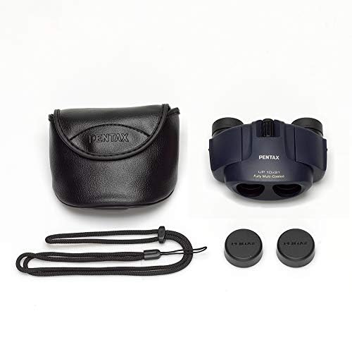 PENTAX UP 10x21 Binoculars, Navy [For Live Concerts and Sports Events] [Compact and Lightweight (210g)] [10x Magnification] Includes Case and Trap 618