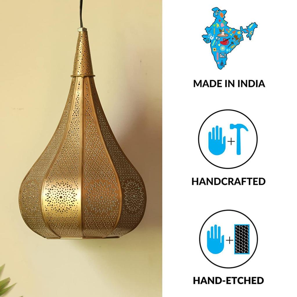 'Moroccan Flame' Iron Wall Hanging Light for Living Room | Hand-Etched Ceiling Hanging Lights for Balcony Pendant Light