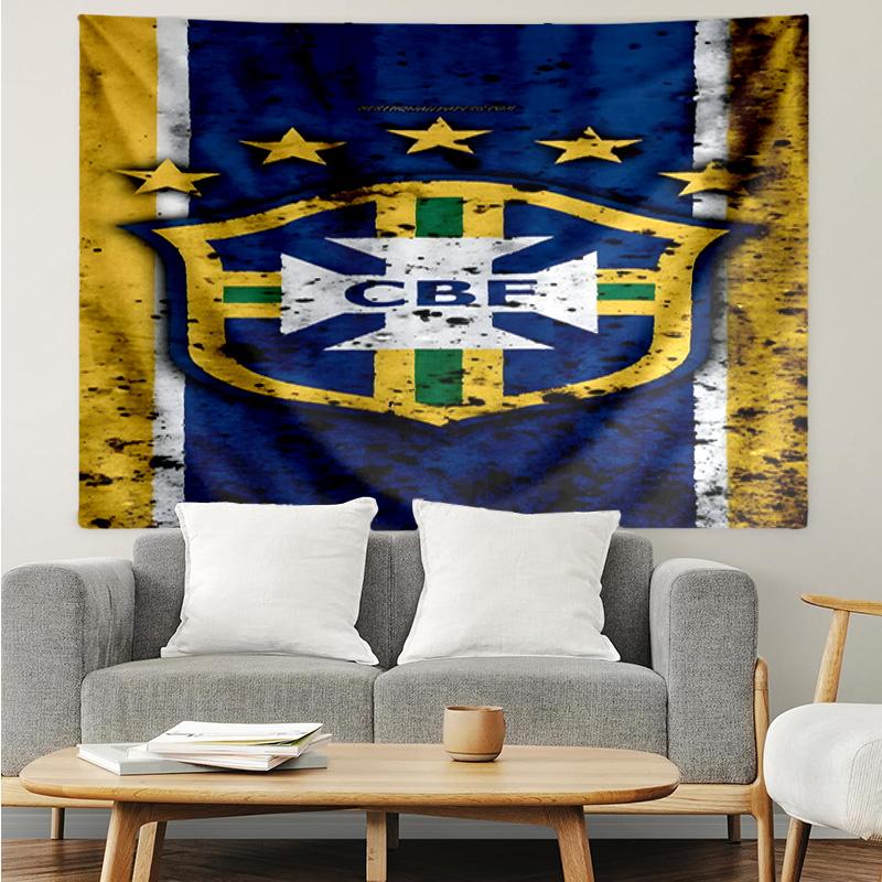 Brazilian Football Federation Printed Printed Tapestry, for Bedroom,Livingroom, Dormitory, Large Wall Decor, Fabric Decor Fan Birthday Gifts