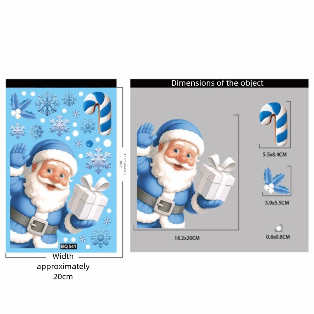 A Set Winter Snowman Christmas Window Stickers Santa Claus Window Decorations  Christmas