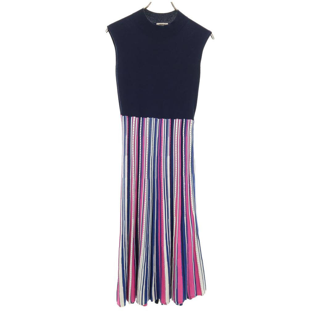 FRAY I.D Made In Japan Multi-PleatedPattern No Sleeve One Piece F Navy Women Used