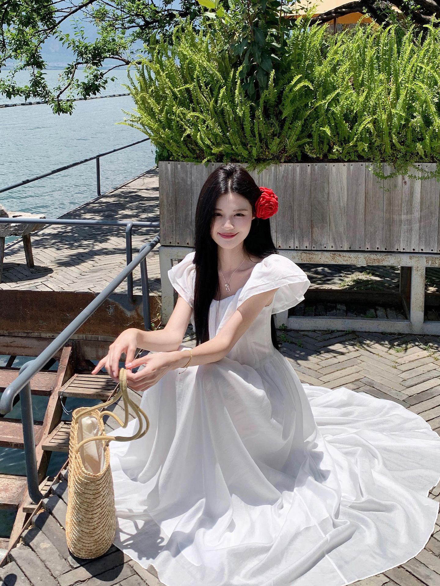 Elegant French Ruffle One-Shoulder Dress, Women s Summer 2026 Collection, Niche Design Long Dress Large