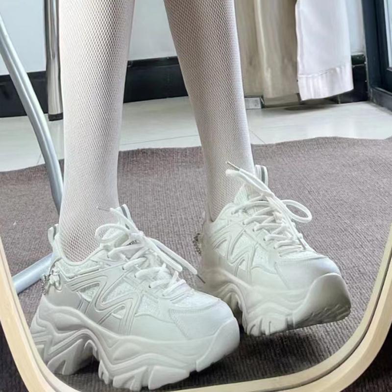 Perle Kette Plattform Turnschuhe Weiß Buffalo Schuhe Frauen Vintage Chunky Sport Vulkanisieren Kawaii Koreanische Casual Tennis Weibliche Neue