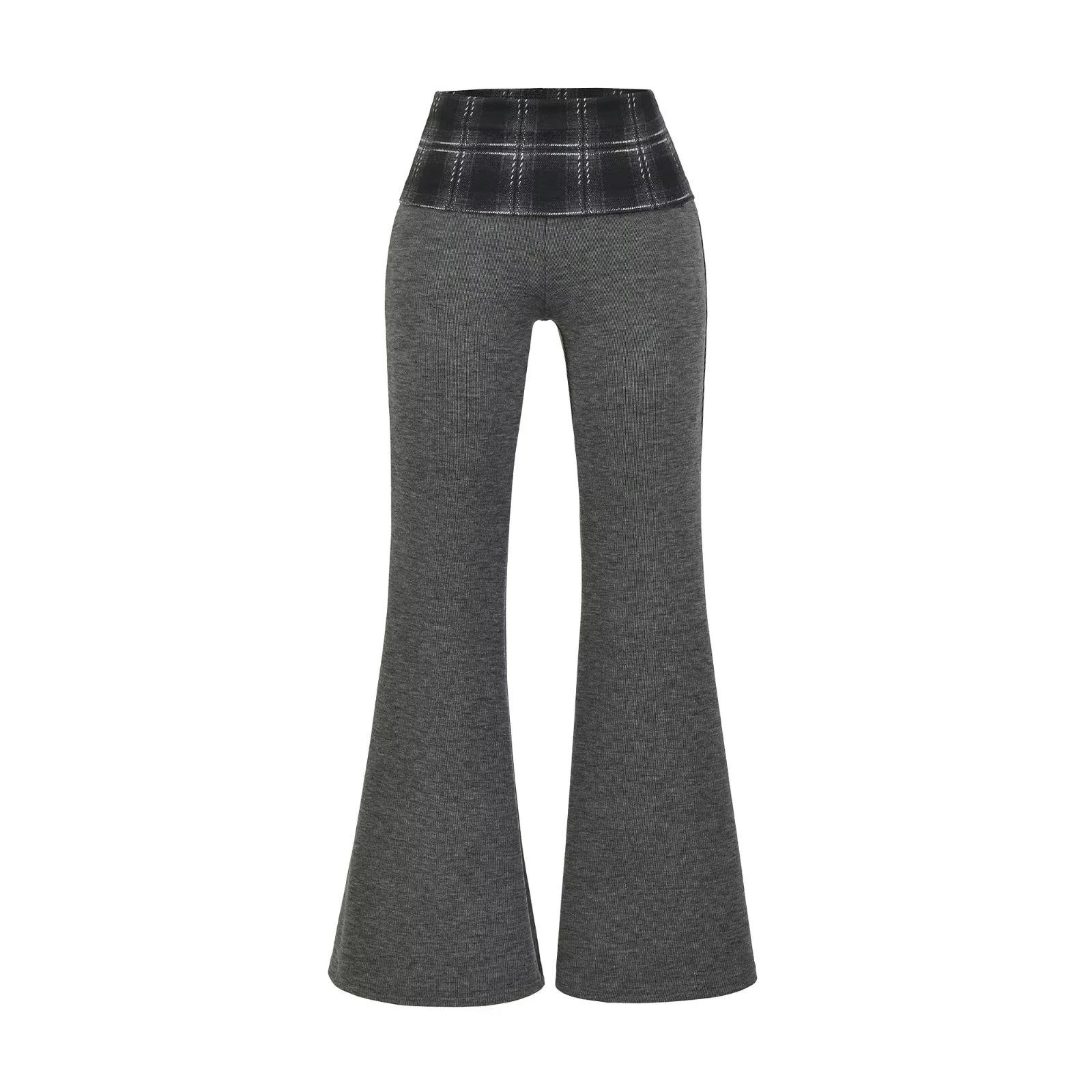 Velvet Slimming Zipper Jacket & High-Waist Flare Pants Set Large