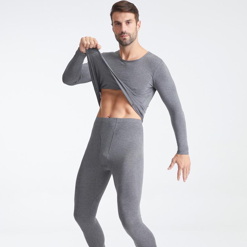 Men's Thin Style Warm Autumn Underwear Set: Top and Pants