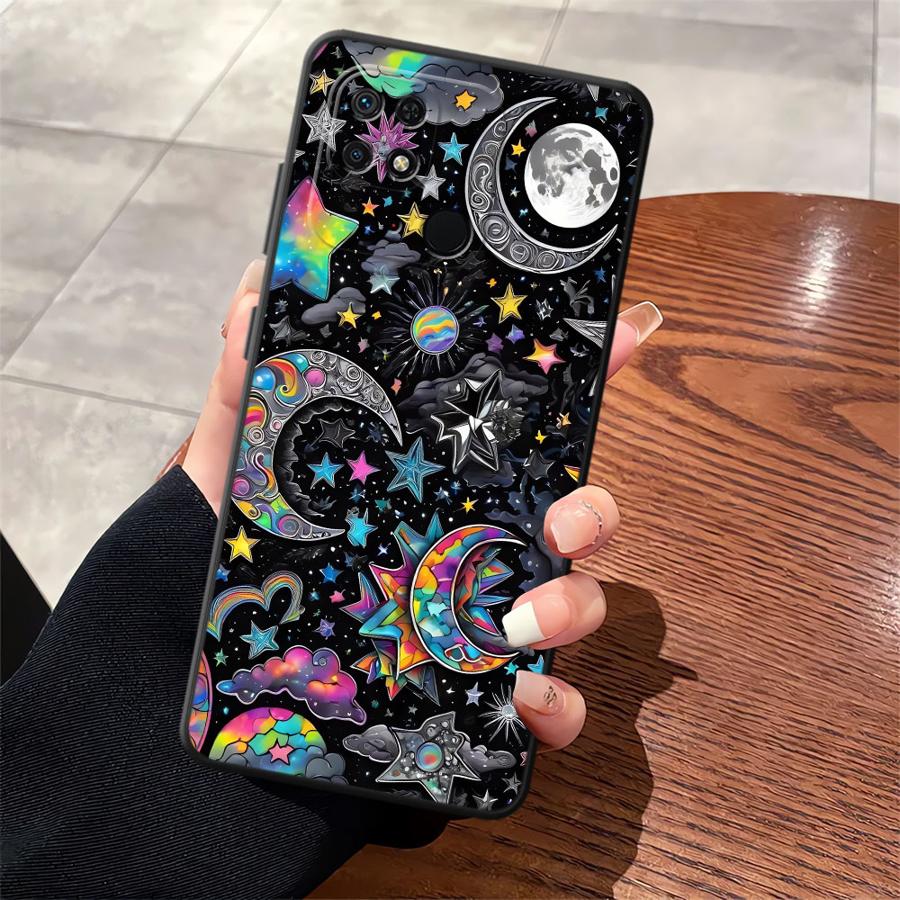 

Чехол со звездным и лунным узором для Xiaomi Redmi 9 10 12C A1 A2 Plus A4 13C A3 K40 K80 Pro 14C A5 Черный Мягкая крышка для телефона Redmi 10 2022