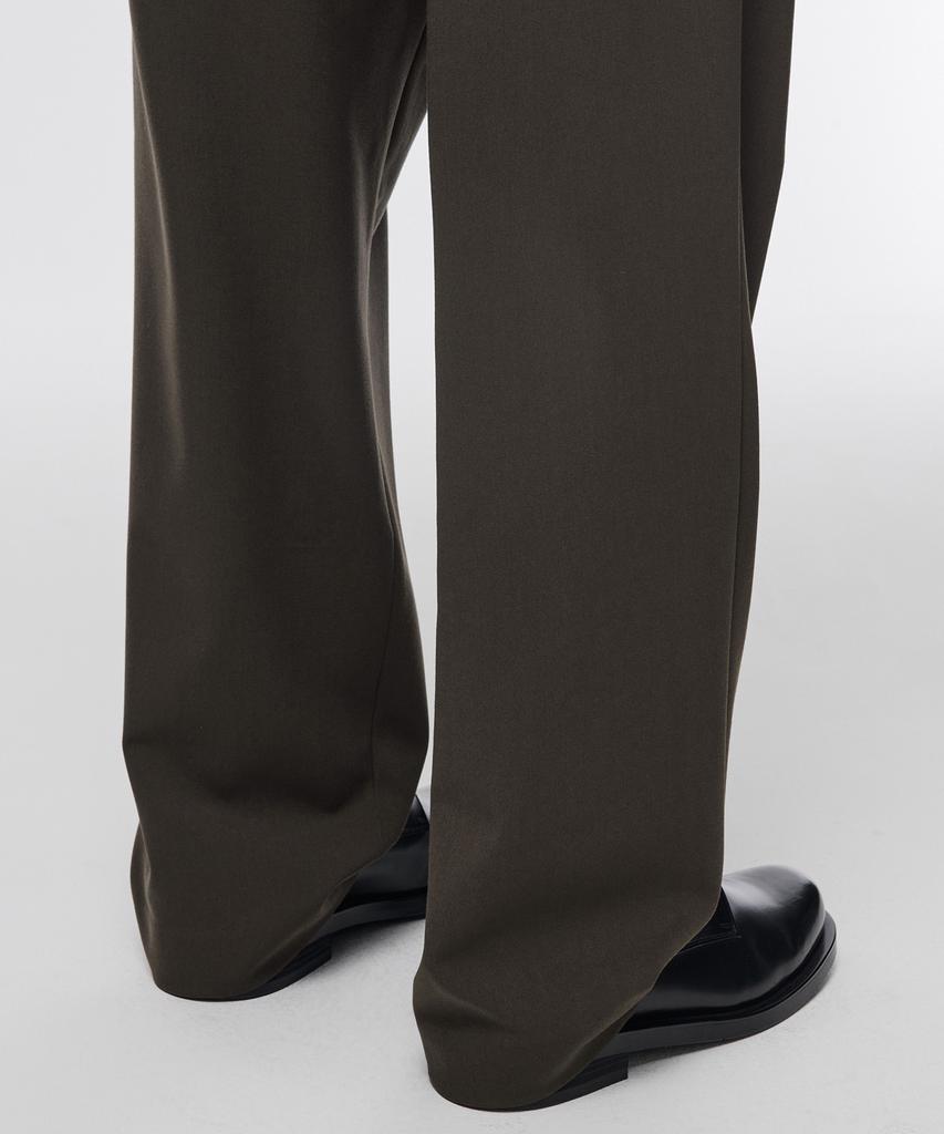 Musinsa Standard One-Pleat Wide Elastic Waist Slacks [Van Dyke Brown]