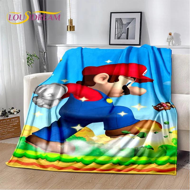 3D Retro M-Mario Cartoon Game Soft Plush Blanket,Flannel Blanket Throw Blanket for Living Room Bedroom Bed Sofa Picnic Kids Gift