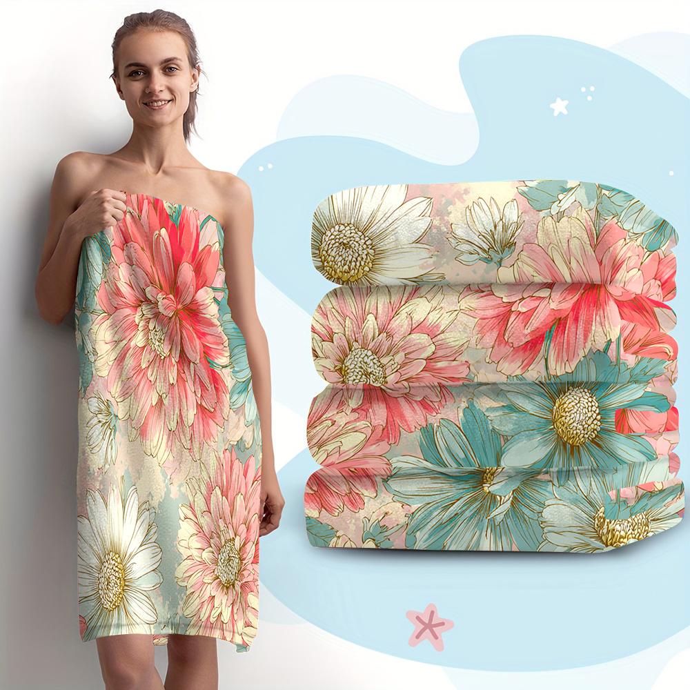 1pc Floral Beach Towel | Soft Microfiber Fabric, Large Size, Unisex, Colorful Flowers Pattern, Ideal for Swimming,Travel,Camping