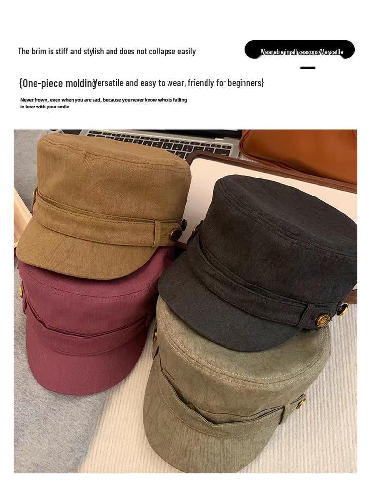 2025 Women's Vintage Distressed Flat Top Beret - Slimming Literary Duckbill Hat Trend