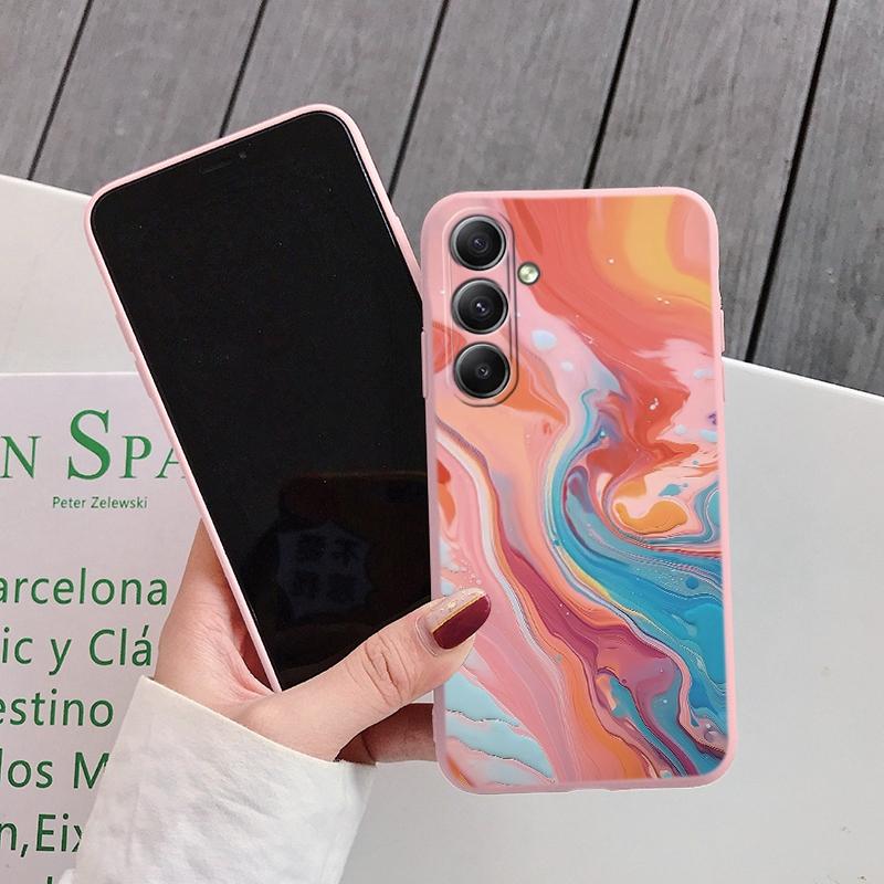 

Барвистий графіті чохол для iPhone Samsung A55 S24 M35 Xiaomi Redmi Note 13Pro 14C Huawei Honor Realme Протиударний бампер для телефону Захист від подряпин Матовий чохол Realme 12 Pro+ 5G рожевий