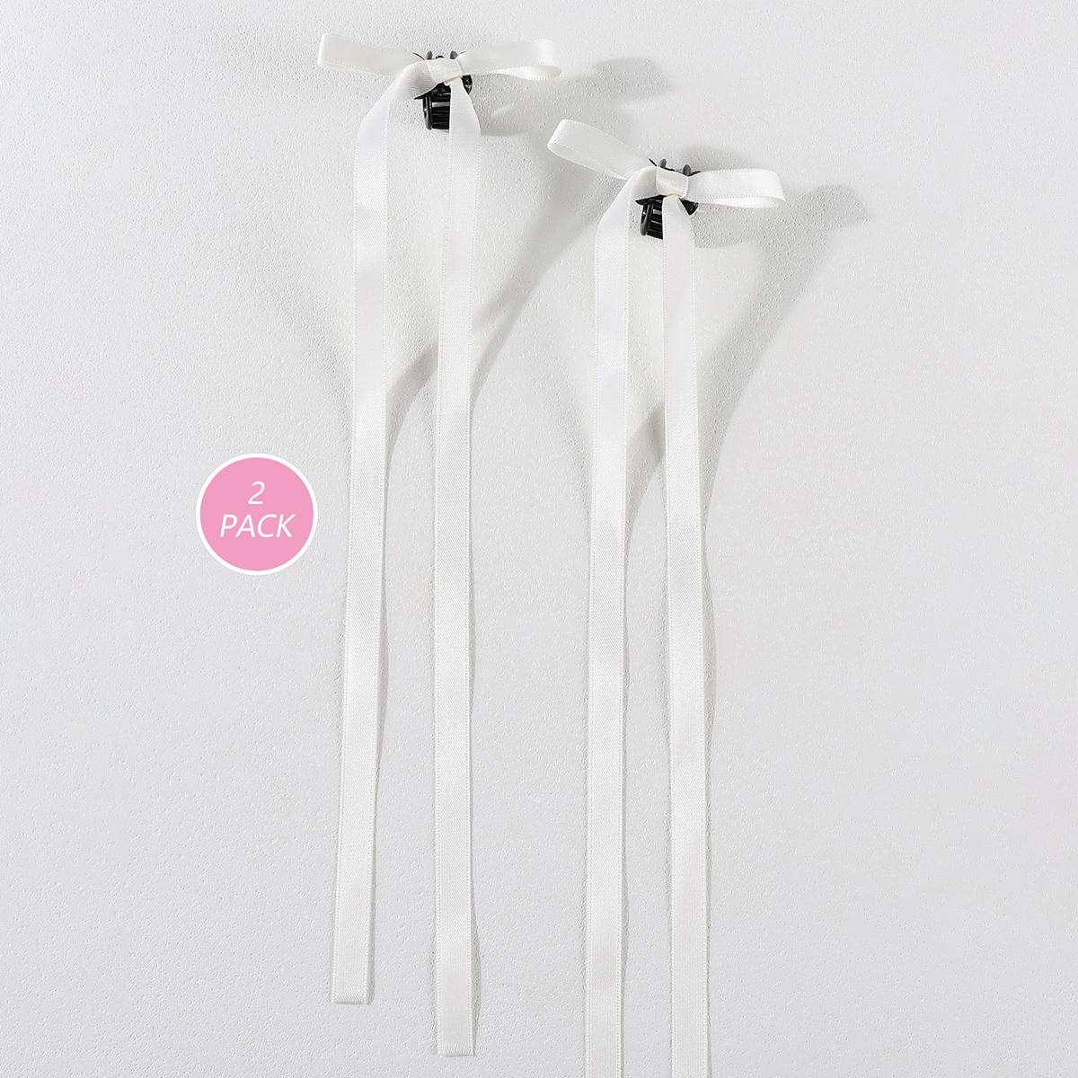 

2 шт. Заколка для волос с длинным бантом в стиле Y2K для женщин и девочек, ленточный бант, зажим-акула, милая корейская заколка для волос с длинной кисточкой, аксессуары для волос для девочек