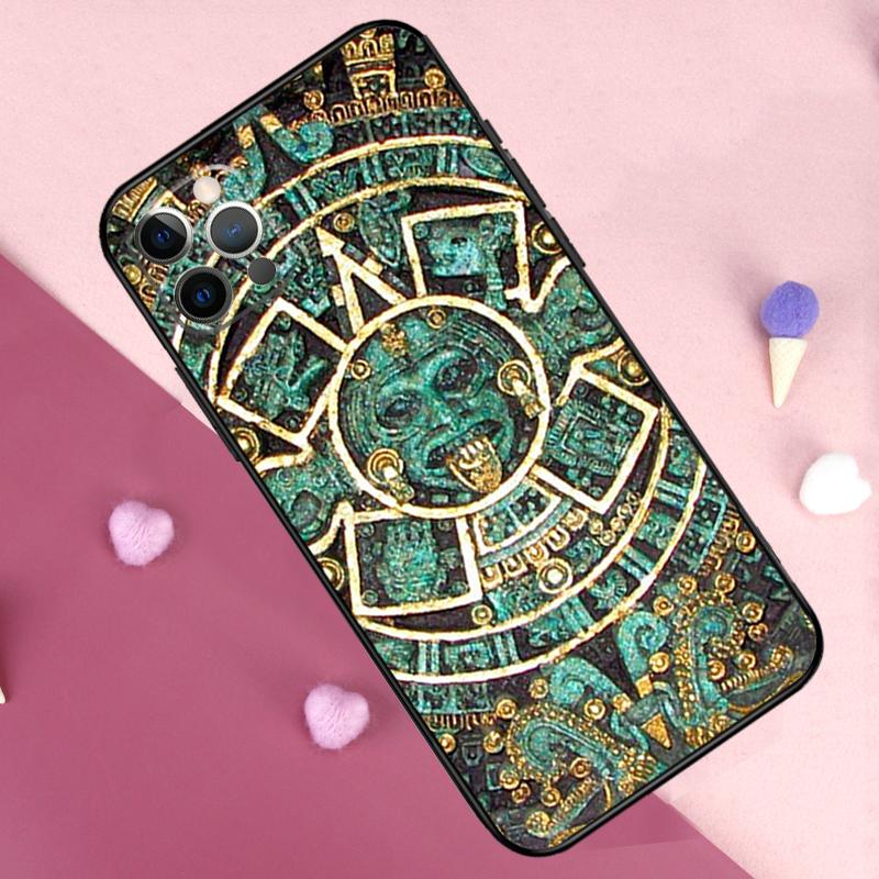 Aztec Calendar Mayan Native Stone Phone Case For iPhone 17 Pro Max 14 15 16 Plus 11 Pro Max 12 13 Mini 16e 17 Air Back Cover