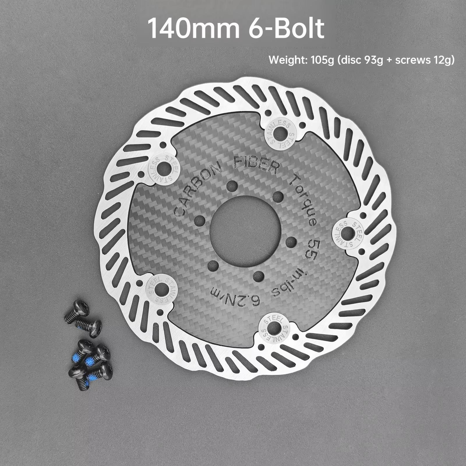 HASSNS Floating Rotor Carbon Fiber Brake Disc 140/160MM 6-Bolt/Centerlock Ultra-light MTB Bicycle Disc Brakes Bicycle accessorie Six nails 140MM