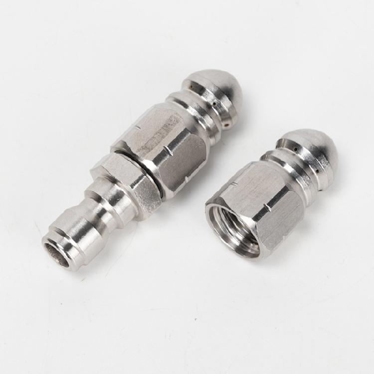 Strong Metal Pipe Cleaning Nozzle 1/4 Inch Thread Designs High Pressure Water Jet Nozzle Upgrades for Debris Removal