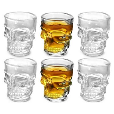 1/2 Pz Tazza in Vetro a Forma di Teschio Creativa Cristallo Trasparente Coppa da Vino Liquore Whisky Vodka Boccale da Birra per Feste Bar Regali di Halloween