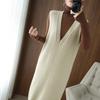 2021 Autumn College Style Long Knit Vest Dress: Loose Over-the-Knee, Elegant Mature Sister Style